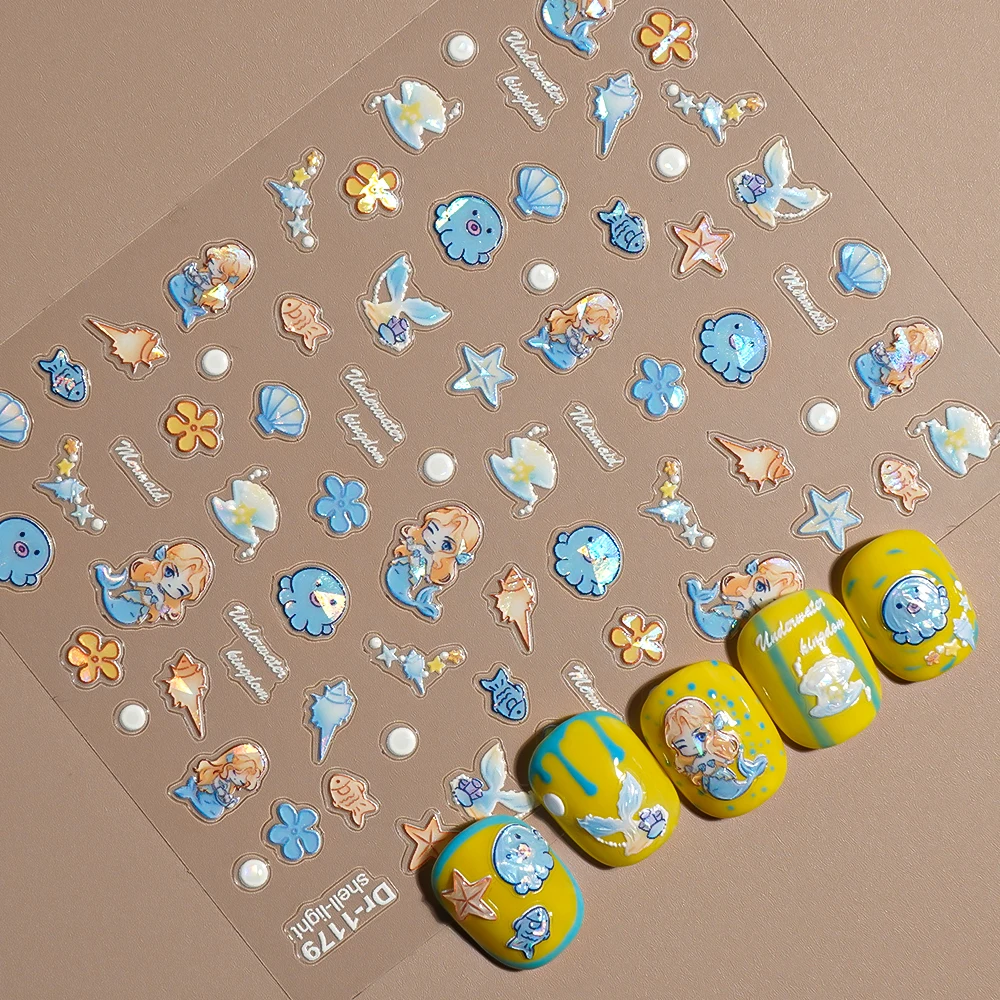 Mermaid Nail Stickers Summer Vacation Ocean Style Nail Art Decals for DIY Manicure Sticker
Mermaid Nail Stickers Summer Vacation Ocean Style Nail Art Decals for DIY Manicure Sticker