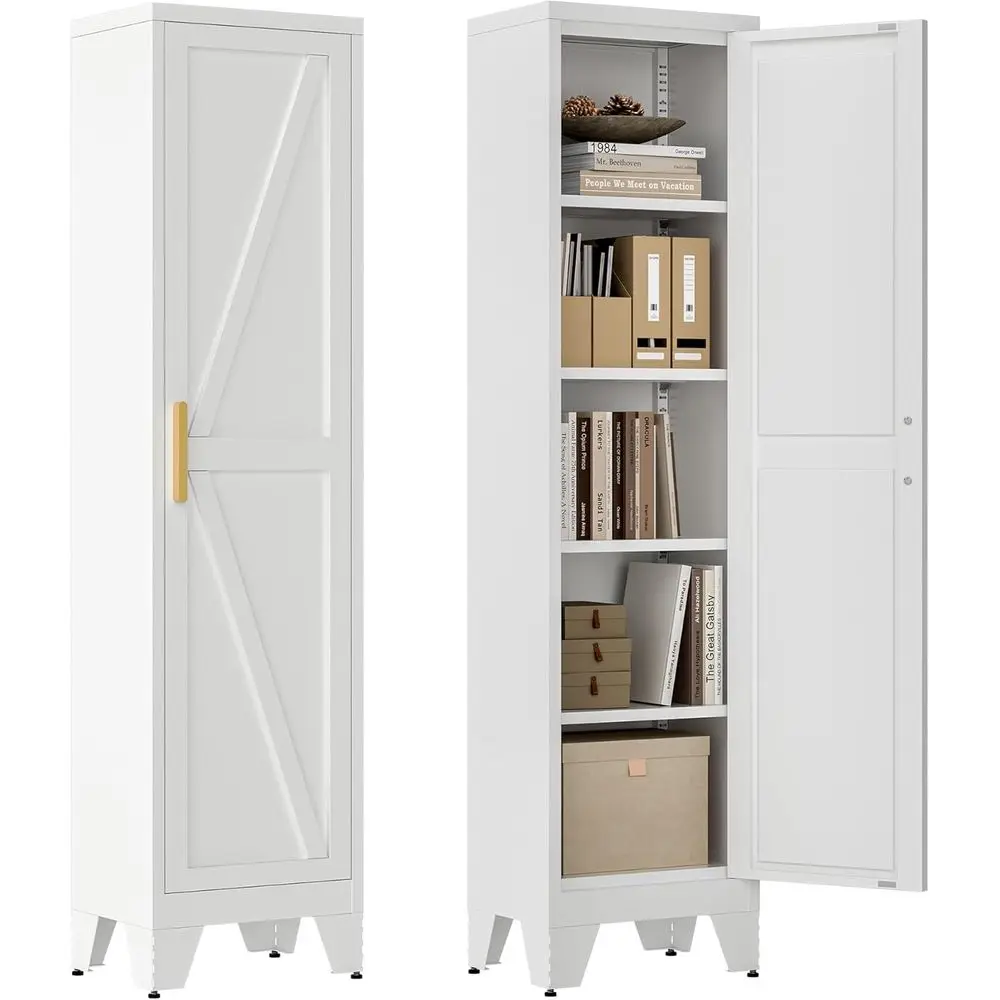 67-inch Metal Storage Cabinet with Barn Door, Ideal for Home Office, Kitchen Pantry, 4 Adjustable Shelves, Freestanding Cupboard
67-inch Metal Storage Cabinet with Barn Door, Ideal for Home Office, Kitchen Pantry, 4 Adjustable Shelves, Freestanding Cupboard
