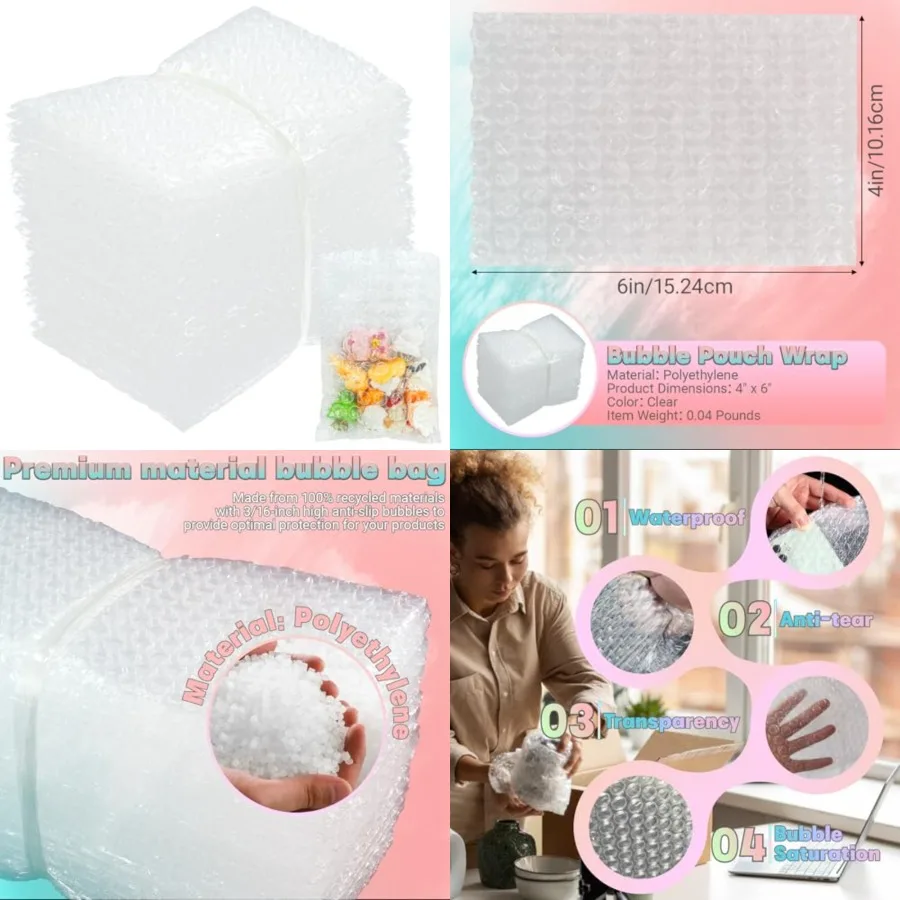 50-Pack 4x6Clear Bubble Out Bags for Packing Shipping Double-Wall Bubble Cushioning Pouch for Moving Fragile small Items Storag
50-Pack 4x6Clear Bubble Out Bags for Packing Shipping Double-Wall Bubble Cushioning Pouch for Moving Fragile small Items Storag