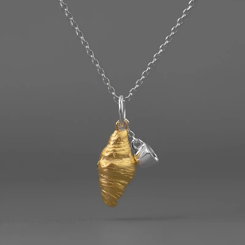 Lotus Fun Creative Breakfast Croissant and Fork Design Pendant Real 925 Sterling Silver Fine Jewelry
Lotus Fun Creative Breakfast Croissant and Fork Design Pendant Real 925 Sterling Silver Fine Jewelry