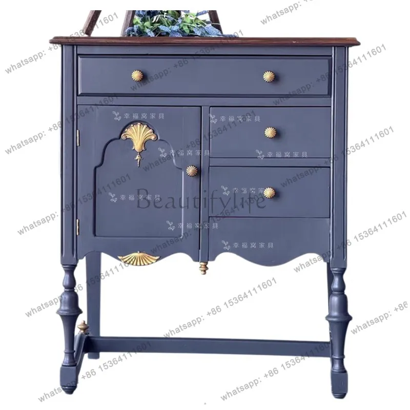 French solid wood retro blue foyer porch cabinet living room decoration integrated storage chest cabinet
French solid wood retro blue foyer porch cabinet living room decoration integrated storage chest cabinet