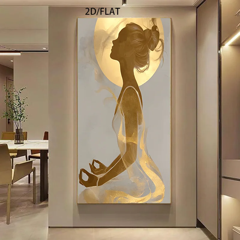2D Flat Woman in Seated Meditation with Golden Full Moon Canvas Wall Art - Frameless Zen Canvas Prints for Living Room Decortion
2D Flat Woman in Seated Meditation with Golden Full Moon Canvas Wall Art - Frameless Zen Canvas Prints for Living Room Decortion