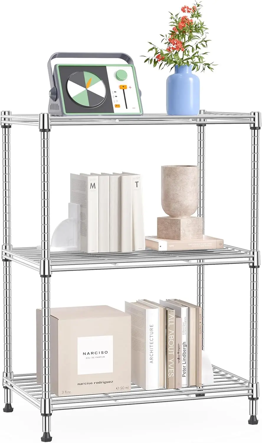 3 Tier Shelf, Heavy Duty Steel Wire Shelving Unit for Kitchen, Pantry, Laundry Room Organization, 450LBS Capacity, Chrome
3 Tier Shelf, Heavy Duty Steel Wire Shelving Unit for Kitchen, Pantry, Laundry Room Organization, 450LBS Capacity, Chrome