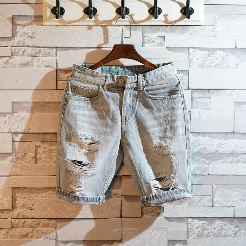Short Jeans Pants for Men Blue Slim Ripped Man Denim Shorts Original Streetwear Summer Stretch Korean Fashion Distressed Retro
Short Jeans Pants for Men Blue Slim Ripped Man Denim Shorts Original Streetwear Summer Stretch Korean Fashion Distressed Retro