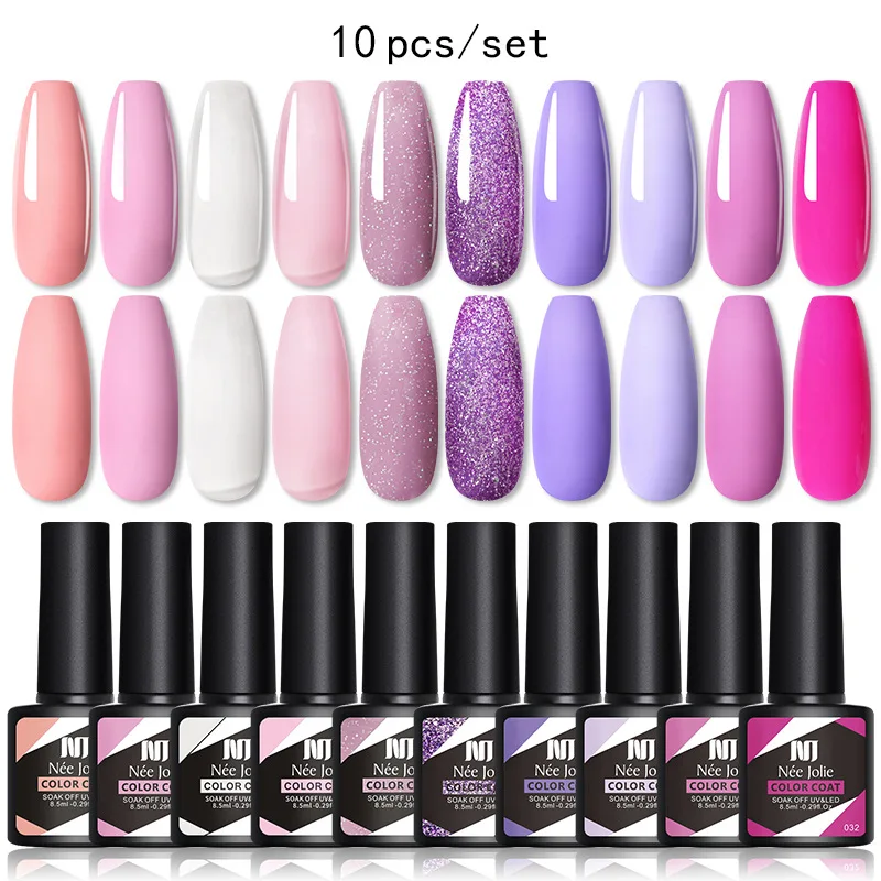 10PCS Gel Nail Polish Set Glitter Semi Permanent Soak Off UV Led Hybrid Gel Varnishes Base Top Coat Nail Art Gel Kits pinta uñas
10PCS Gel Nail Polish Set Glitter Semi Permanent Soak Off UV Led Hybrid Gel Varnishes Base Top Coat Nail Art Gel Kits pinta uñas