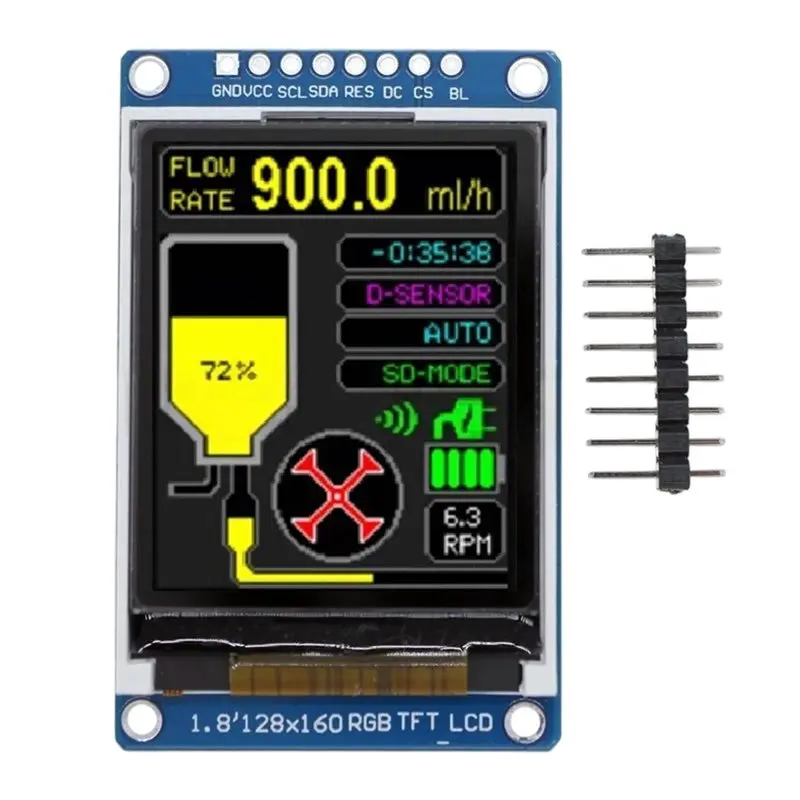 SPI Interface 1.8Inch LCD Screen ST7735S Driver IC 128X160 Resolution Serial Port Display Module For Arduino SMT32 Kit-Y41A
SPI Interface 1.8Inch LCD Screen ST7735S Driver IC 128X160 Resolution Serial Port Display Module For Arduino SMT32 Kit-Y41A