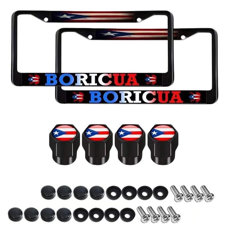 2-Pack Puerto Rico Car License Plate Frames & 4 Tire Valve Stem Caps for Car SUV Truck Coqui Frog Pattern Fits US License Size
2-Pack Puerto Rico Car License Plate Frames & 4 Tire Valve Stem Caps for Car SUV Truck Coqui Frog Pattern Fits US License Size