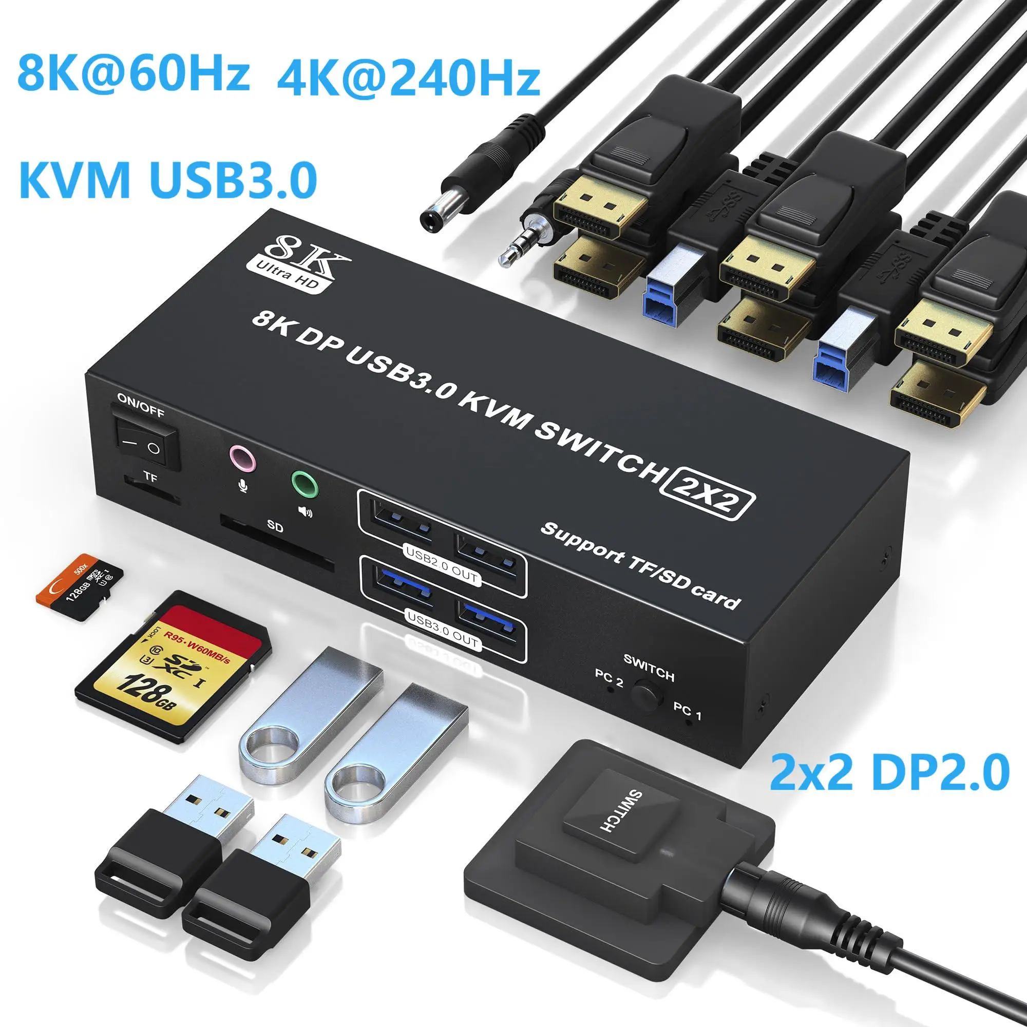 4K 240Hz Dual Monitor DP 2.0 KVM Switch 8K USB 3.0 Displayport KVM Switch 2 in 2 out Display 2 Monitors 2 Computer/PC 2025 NEW
4K 240Hz Dual Monitor DP 2.0 KVM Switch 8K USB 3.0 Displayport KVM Switch 2 in 2 out Display 2 Monitors 2 Computer/PC 2025 NEW