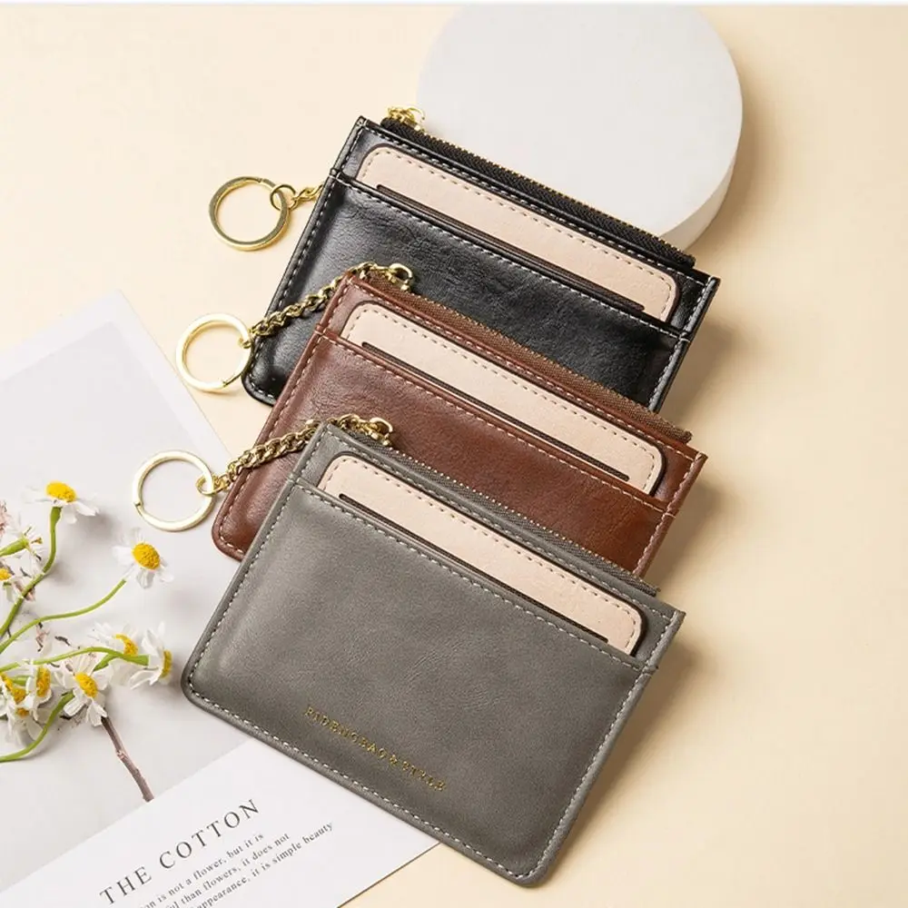 Fashion Design PU Leather Card Bag Mini Wallet Purse Card Holder Solid Color Keyring Zipper Coin Purse Men
Fashion Design PU Leather Card Bag Mini Wallet Purse Card Holder Solid Color Keyring Zipper Coin Purse Men