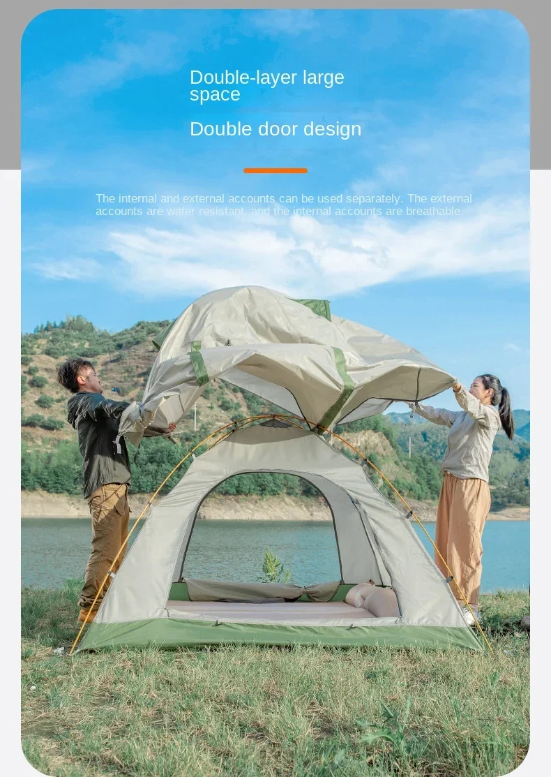 Outdoor Tent 3-4 People Camping Thickened Anti Rainstorm Double Deck Double Camping Anti Rain Couples Beach Sun Protection
Outdoor Tent 3-4 People Camping Thickened Anti Rainstorm Double Deck Double Camping Anti Rain Couples Beach Sun Protection