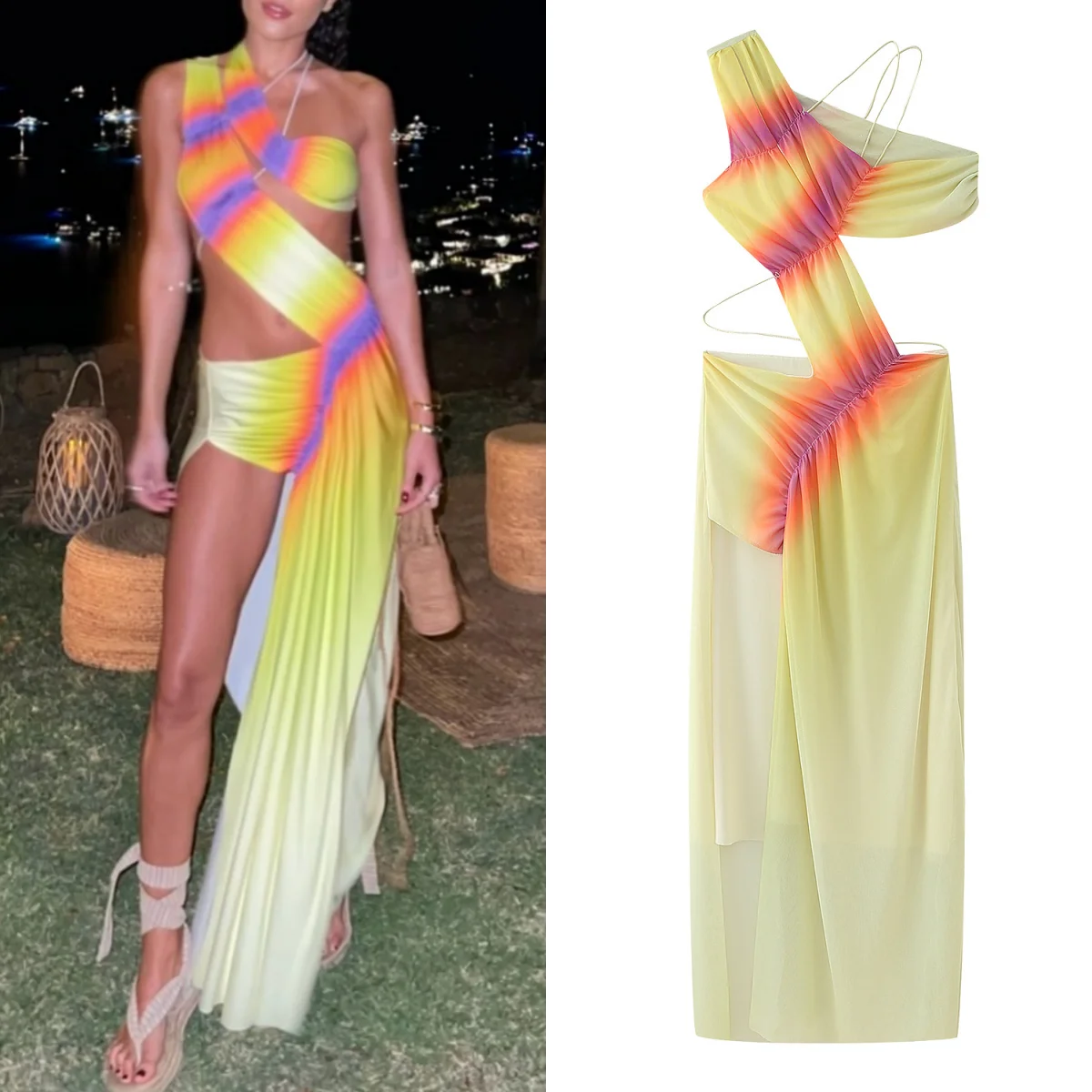 TRAF Sexy Colorful Mesh Dress Women's Chic Off Shoulder Dress Chic Women's Beach Vacation Robe 2024 Summer
TRAF Sexy Colorful Mesh Dress Women's Chic Off Shoulder Dress Chic Women's Beach Vacation Robe 2024 Summer