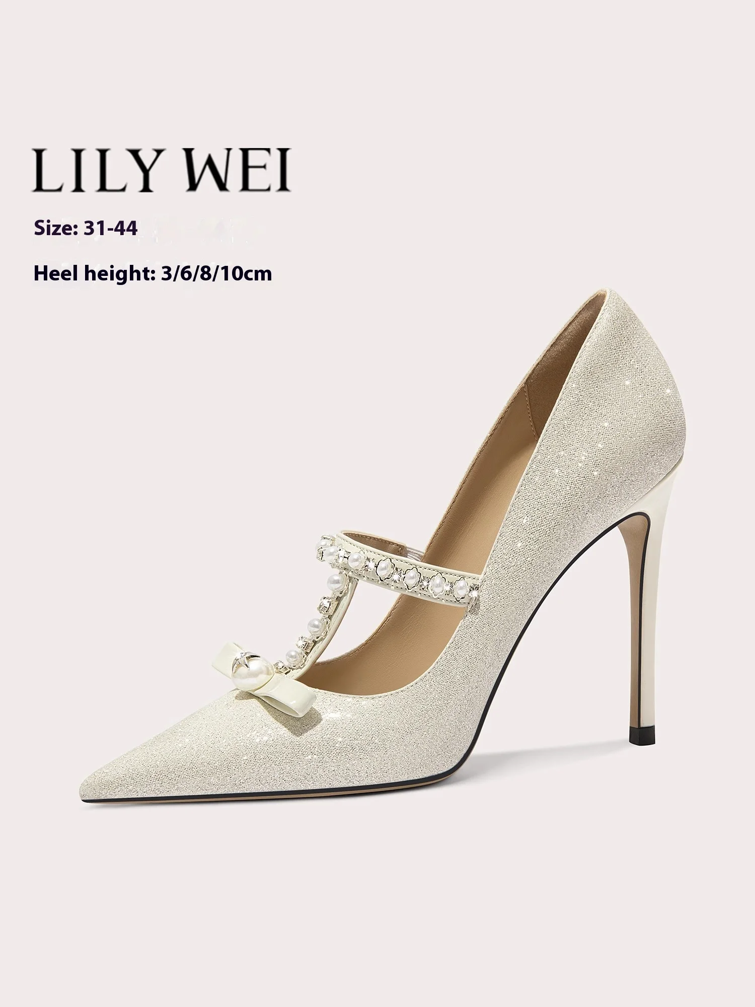 Spring new pointed shallow sequin pearl rhinestone wedding shoes thin high-heeled banquet large size small size women's shoes
Spring new pointed shallow sequin pearl rhinestone wedding shoes thin high-heeled banquet large size small size women's shoes