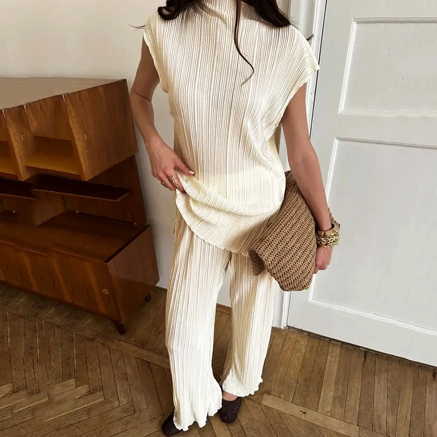 Linad Casual Beige Long Pants Suits 2026 Elegant Pleated High Waist Trousers With Turtleneck Tank Top Two Piece Sets Women Green
Linad Casual Beige Long Pants Suits 2026 Elegant Pleated High Waist Trousers With Turtleneck Tank Top Two Piece Sets Women Green