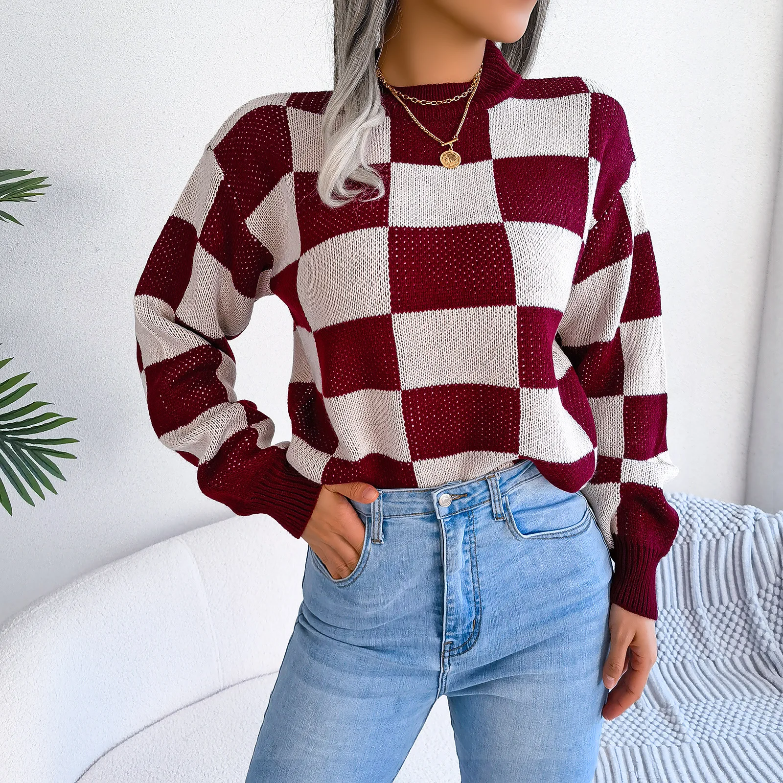 Y2K Plaid Knitted Pullover Sweater Tops Vintage Fashion Women's Color Block Checkered Crew Neck Sweaters Long Sleeve Knitwear
Y2K Plaid Knitted Pullover Sweater Tops Vintage Fashion Women's Color Block Checkered Crew Neck Sweaters Long Sleeve Knitwear