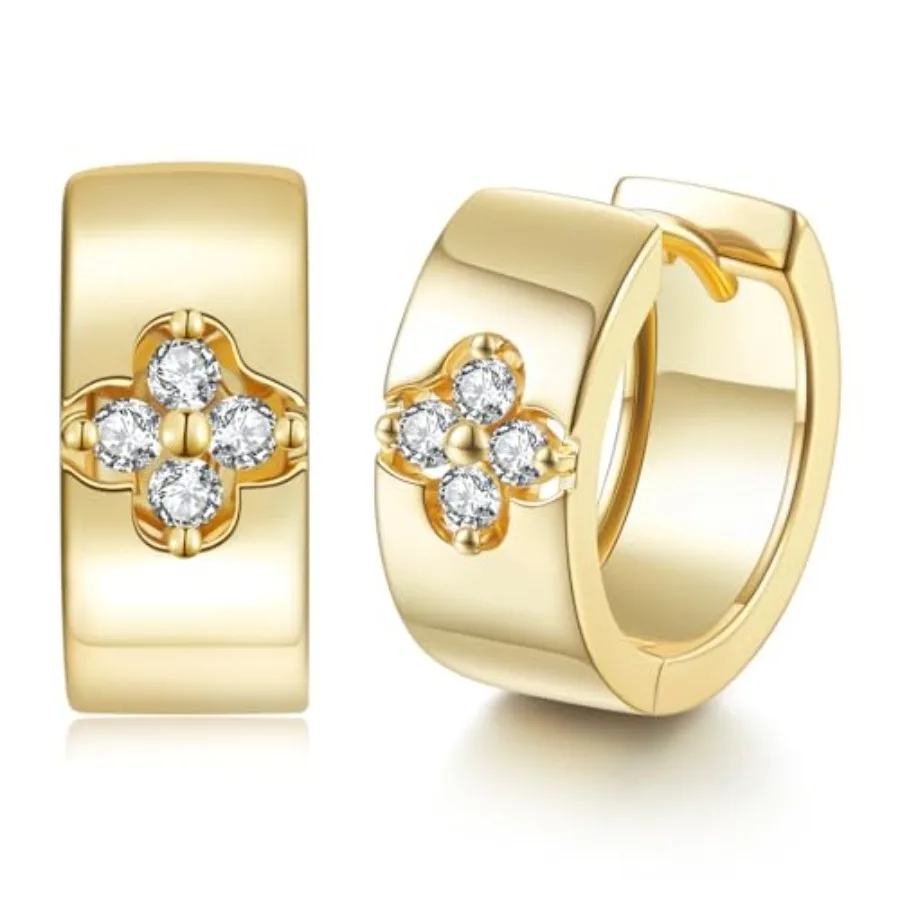 Clover Moissanite Hoop Earrings for Women, Four Leaf 14K/White Plated Sterling Post Hoops for Wedding Engagement Bridal, Gift f
Clover Moissanite Hoop Earrings for Women, Four Leaf 14K/White Plated Sterling Post Hoops for Wedding Engagement Bridal, Gift f