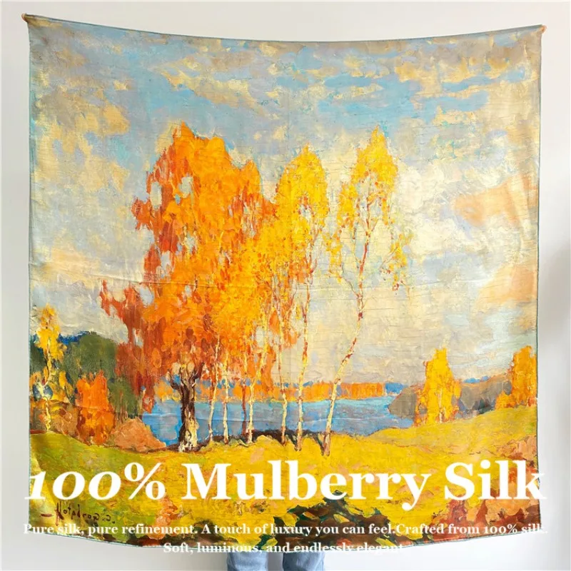 Oversized 110x110cm Real Silk Scarf 100% Mulberry Silk Hand Rolled Edge Luxury Oil Painting Print Large Square Shawl Wrap Poncho
Oversized 110x110cm Real Silk Scarf 100% Mulberry Silk Hand Rolled Edge Luxury Oil Painting Print Large Square Shawl Wrap Poncho