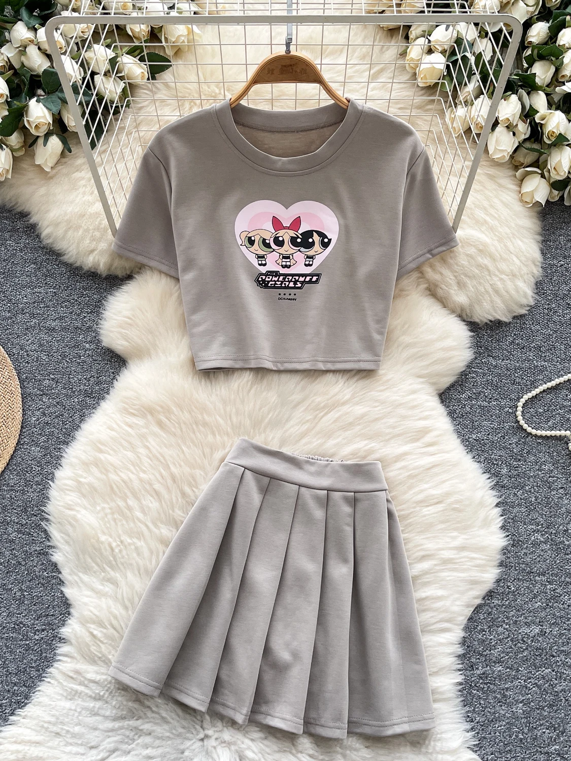 Sweet And Spicy Girl Summer Casual Faion Print ort round Ne T-irt High Waist Pleated Skirt Women's Set
Sweet And Spicy Girl Summer Casual Faion Print ort round Ne T-irt High Waist Pleated Skirt Women's Set