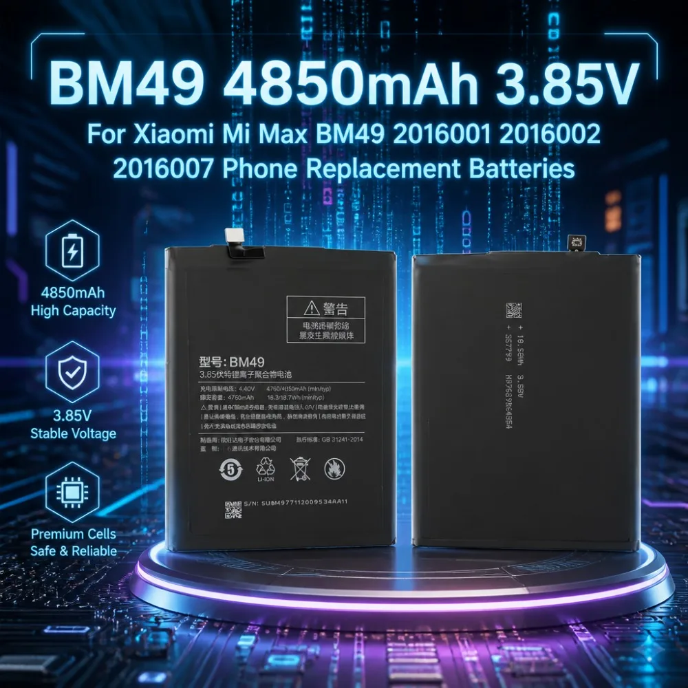 For Xiaomi Mi High Quality BM49 4850mAh 3.85V Rechargeable Battery Max BM49 2016001 2016002 2016007 Phone Replacement Batteries
For Xiaomi Mi High Quality BM49 4850mAh 3.85V Rechargeable Battery Max BM49 2016001 2016002 2016007 Phone Replacement Batteries