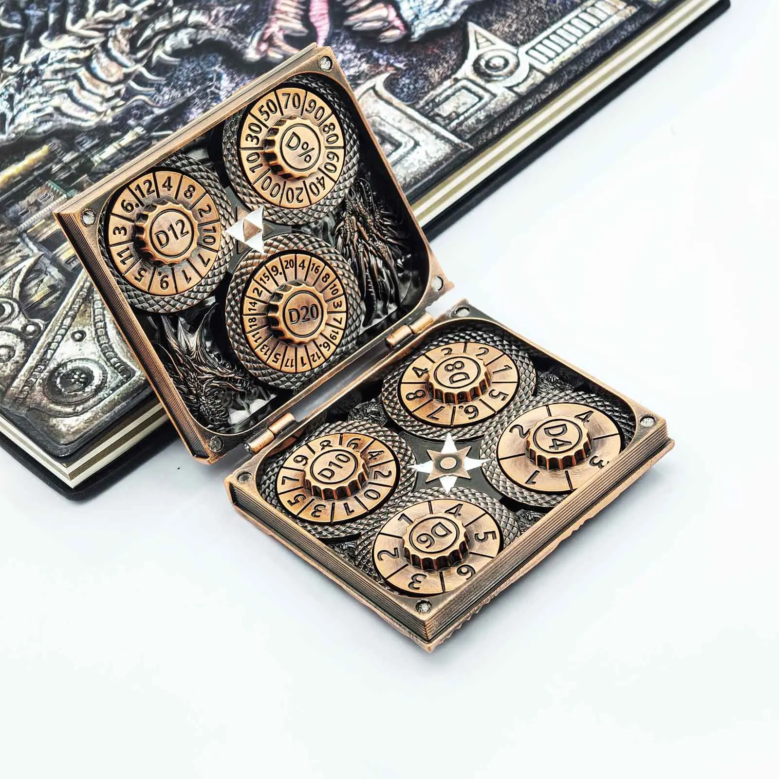 7 in 1 DND Spinner Metal Dice Set D&D Metal Gyro Roulette Dragon Compass Board Game Dungeons Dragon TRPG Digital Dice Table Game
7 in 1 DND Spinner Metal Dice Set D&D Metal Gyro Roulette Dragon Compass Board Game Dungeons Dragon TRPG Digital Dice Table Game