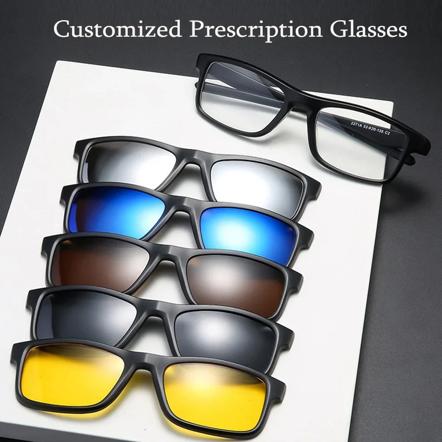 6 In 1 Customize Prescription Glasses Men Women Anti-Blue Light Myopia Hyperopia With 5 PCS Clip On Polarized Sunglasses
6 In 1 Customize Prescription Glasses Men Women Anti-Blue Light Myopia Hyperopia With 5 PCS Clip On Polarized Sunglasses