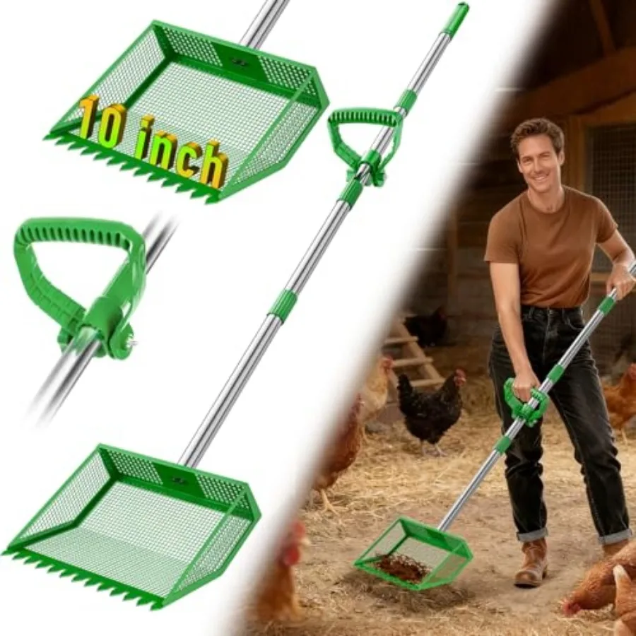 Large Chicken Poop Scooper: 2-in-1 Metal Pooper Scooper and Rake Adjustable 62" Long Handle Stainless Steel Sand Sifting Litter
Large Chicken Poop Scooper: 2-in-1 Metal Pooper Scooper and Rake Adjustable 62" Long Handle Stainless Steel Sand Sifting Litter