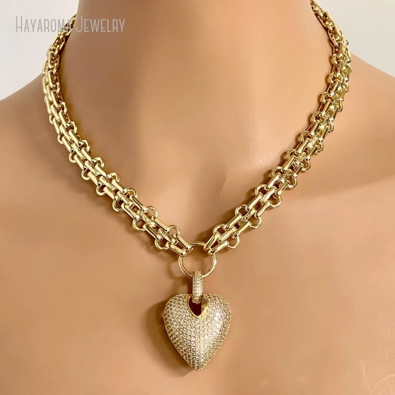 10Pcs Chunky Multilink Chain Necklace Micro Pave Heart Pendant CZ Charm Gift For Her
10Pcs Chunky Multilink Chain Necklace Micro Pave Heart Pendant CZ Charm Gift For Her