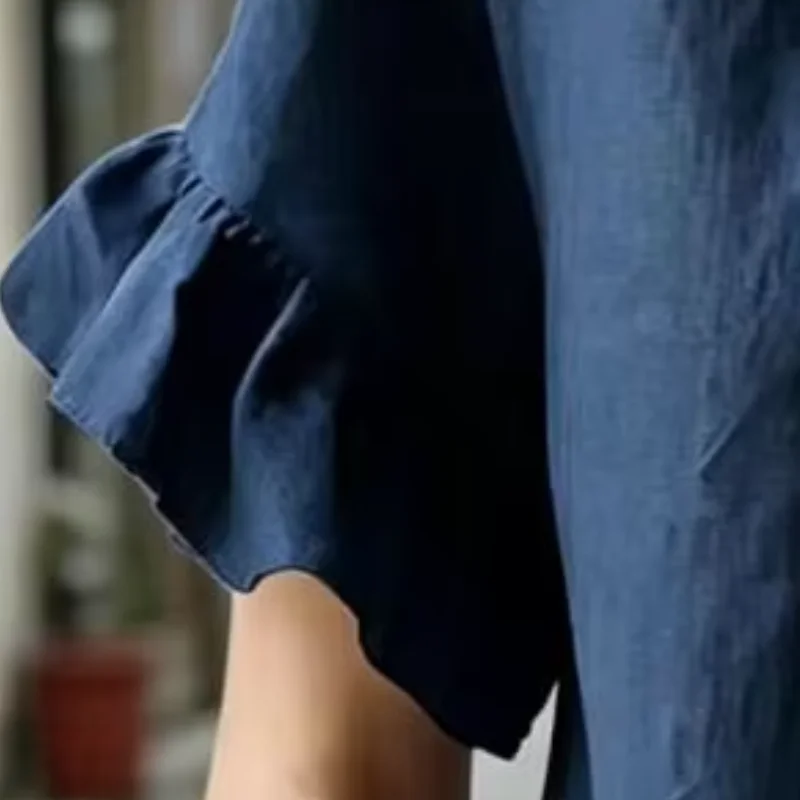 Women Non-see-through Blouse O-Neck Short Sleeve Ruffle Splicing Design Pullover Skin-friendly Tops Daily Wear
Women Non-see-through Blouse O-Neck Short Sleeve Ruffle Splicing Design Pullover Skin-friendly Tops Daily Wear