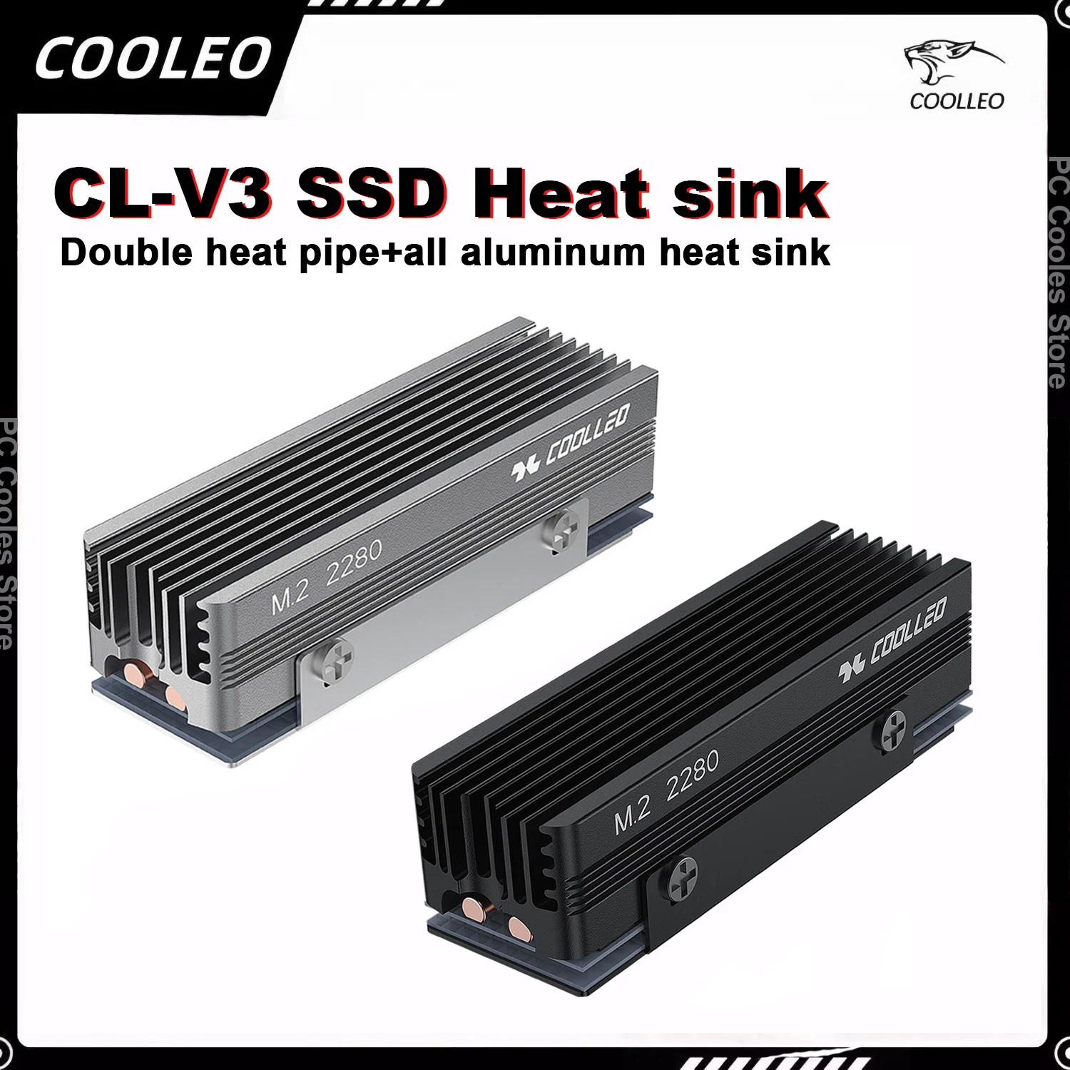COOLLEO CL-V3 M.2 Solid State Drive Heat Sink 2280 Specification High-performance Heat pipe All Aluminum SSD Heatsink Cooler
COOLLEO CL-V3 M.2 Solid State Drive Heat Sink 2280 Specification High-performance Heat pipe All Aluminum SSD Heatsink Cooler