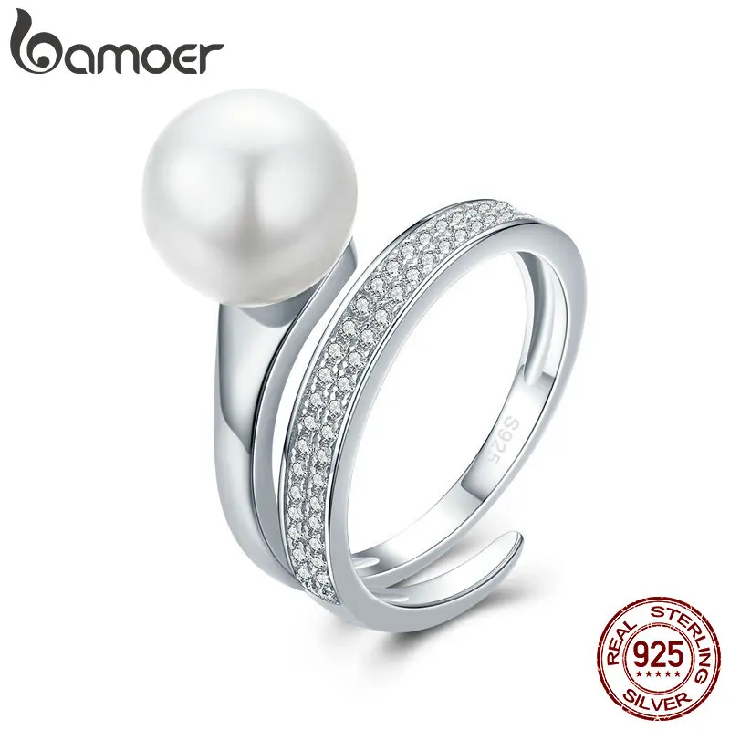 BAMOER 925 Sterling Silver Elegant Geometric Circle Finger Ring Shell Pearl Ring for Women Anniversary Engagement Jewelry SCR231
BAMOER 925 Sterling Silver Elegant Geometric Circle Finger Ring Shell Pearl Ring for Women Anniversary Engagement Jewelry SCR231