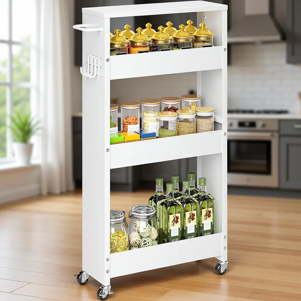 Многофункциональная кухонная тележка на 4 яруса с узкой конструкцией для небольших помещений, белый металлический органайзер на колесиках
Многофункциональная кухонная тележка на 4 яруса с узкой конструкцией для небольших помещений, белый металлический органайзер на колесиках