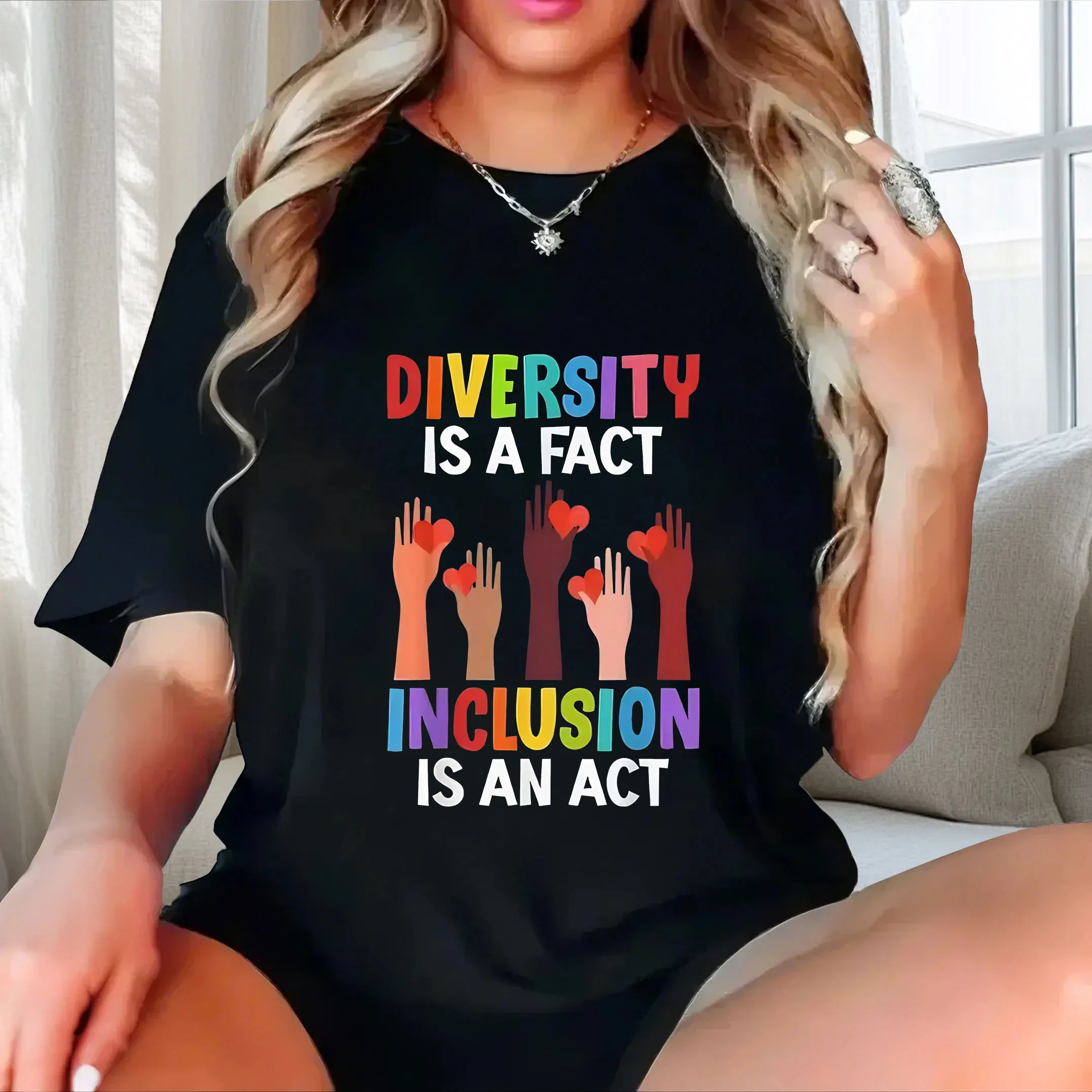 Wearing multiple clothes is a must-have for lazy people plus size Ladies' casual short sleeved T-shirt black
Wearing multiple clothes is a must-have for lazy people plus size Ladies' casual short sleeved T-shirt black