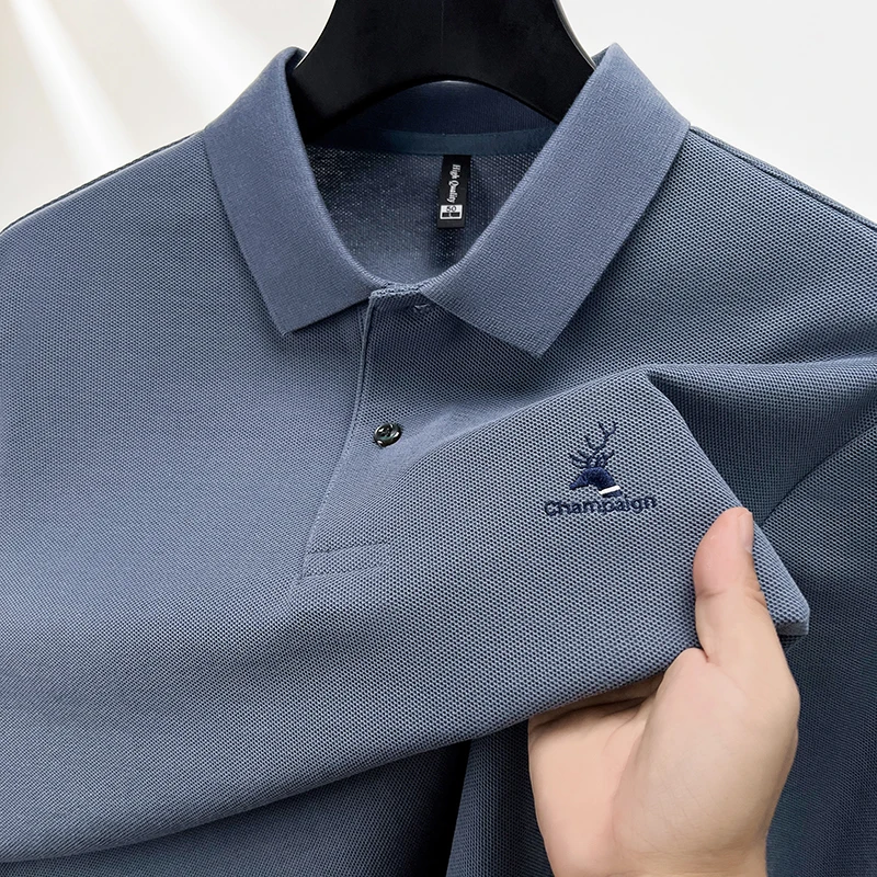 100% pure cotton long sleeved men's polo shirt autumn hot selling fashion custom brand deer head embroidery golf casual T-shirt
100% pure cotton long sleeved men's polo shirt autumn hot selling fashion custom brand deer head embroidery golf casual T-shirt