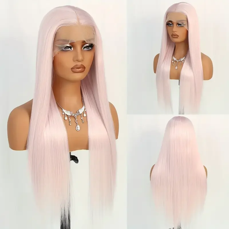 13x4 Light Pink Lace Front Wig - Long Straight Synthetic Hair, Heat Resistant Fiber for Daily, Party & Cosplay 가발코스프레
13x4 Light Pink Lace Front Wig - Long Straight Synthetic Hair, Heat Resistant Fiber for Daily, Party & Cosplay 가발코스프레