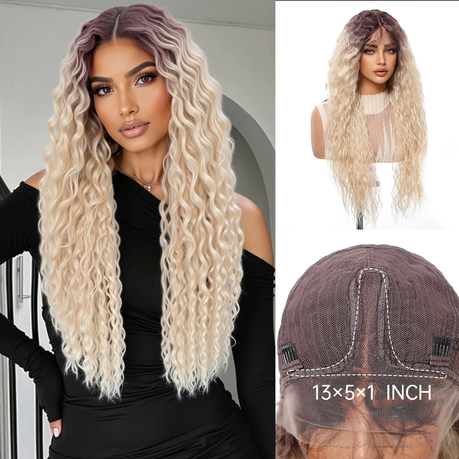 EASIHAIR Synthetic Lace Front Wig Blonde Curly Wigs With Dark Roots Long Deep Wave Natural Hair 13*1 Lace Wig Daily Party Hair
EASIHAIR Synthetic Lace Front Wig Blonde Curly Wigs With Dark Roots Long Deep Wave Natural Hair 13*1 Lace Wig Daily Party Hair
