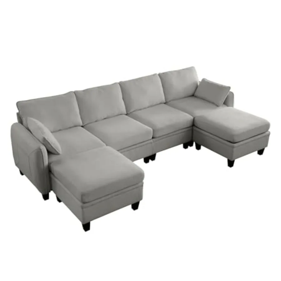 109" Modular Sectional Sofa, U-Shaped Cloud Couch with 2 Storage Ottoman, 6-Seat Chenille Deep Seat Sofa for Living Room, Apart
109" Modular Sectional Sofa, U-Shaped Cloud Couch with 2 Storage Ottoman, 6-Seat Chenille Deep Seat Sofa for Living Room, Apart