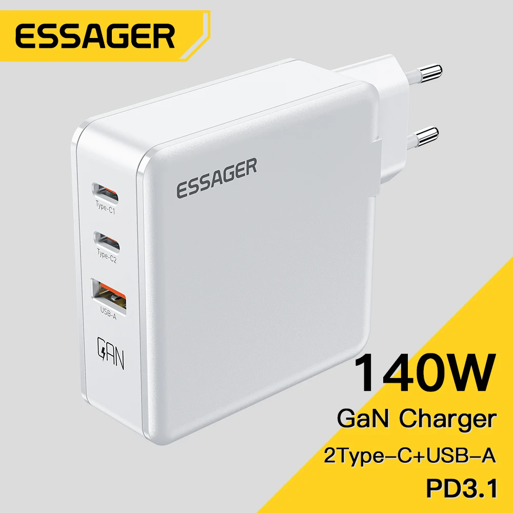 Essager 140W GaN USB Type C Charger Laptop 100W PD Fast Charge For Macbook Air M1 M2 Pro iPhone Samsung 65W Tablet Phone Chagers
Essager 140W GaN USB Type C Charger Laptop 100W PD Fast Charge For Macbook Air M1 M2 Pro iPhone Samsung 65W Tablet Phone Chagers