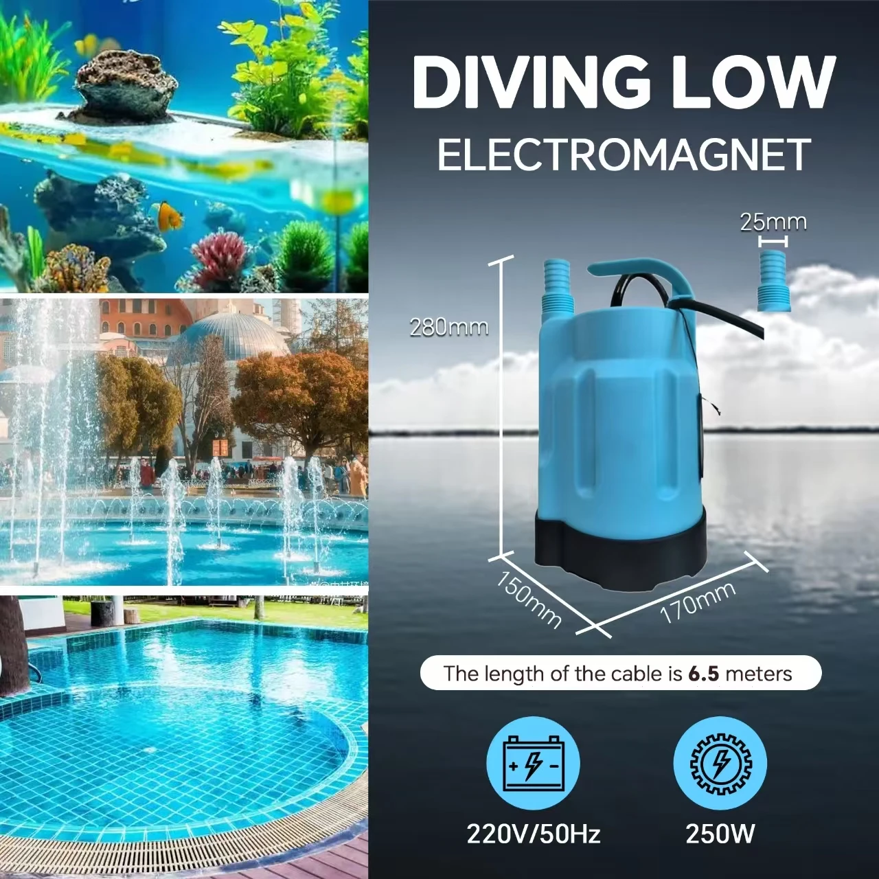 Насос для аквариума 220 В, погружной насос мощностью 250 Вт, 8-метровый фонтан, электрическое автоматическое напряжение для небольших скважин, аквариумный насос и бытовой насос
Насос для аквариума 220 В, погружной насос мощностью 250 Вт, 8-метровый фонтан, электрическое автоматическое напряжение для небольших скважин, аквариумный насос и бытовой насос