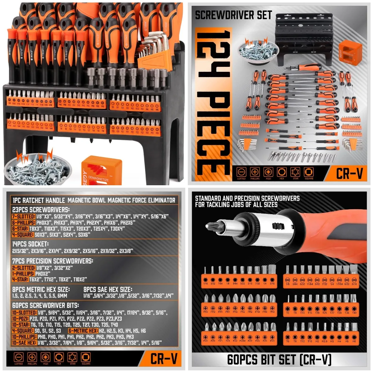 124-Piece Magnetic Screwdriver Set with Magnetizer, Allen Keys, Sockets & More – DIY Tools for Men
124-Piece Magnetic Screwdriver Set with Magnetizer, Allen Keys, Sockets & More – DIY Tools for Men