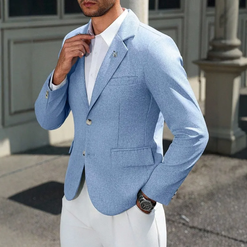Summer Men's Light Sky Blue Linen Texture Casual Blazer Slim Fit Two Buttons Suit Jacket Male Daily Commuter Outerwear Blazers
Summer Men's Light Sky Blue Linen Texture Casual Blazer Slim Fit Two Buttons Suit Jacket Male Daily Commuter Outerwear Blazers