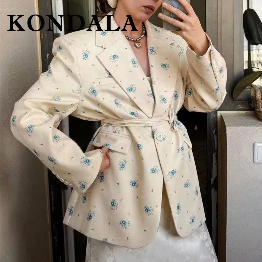 KONDALA Повседневная офисная женская куртка 2025 года с принтом на пуговицах, прямая куртка на шнуровке, модная женская элегантная верхняя одежда с длинными рукавами
KONDALA Повседневная офисная женская куртка 2025 года с принтом на пуговицах, прямая куртка на шнуровке, модная женская элегантная верхняя одежда с длинными рукавами