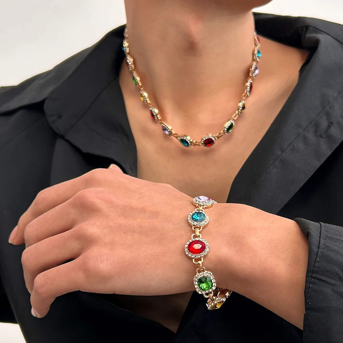 Salircon Colorful Rhinestone Chain Choker Necklace Men 2025 Luxury Trendy Simple Clavicle Chain Necklace Bracelet Party Jewelry
Salircon Colorful Rhinestone Chain Choker Necklace Men 2025 Luxury Trendy Simple Clavicle Chain Necklace Bracelet Party Jewelry