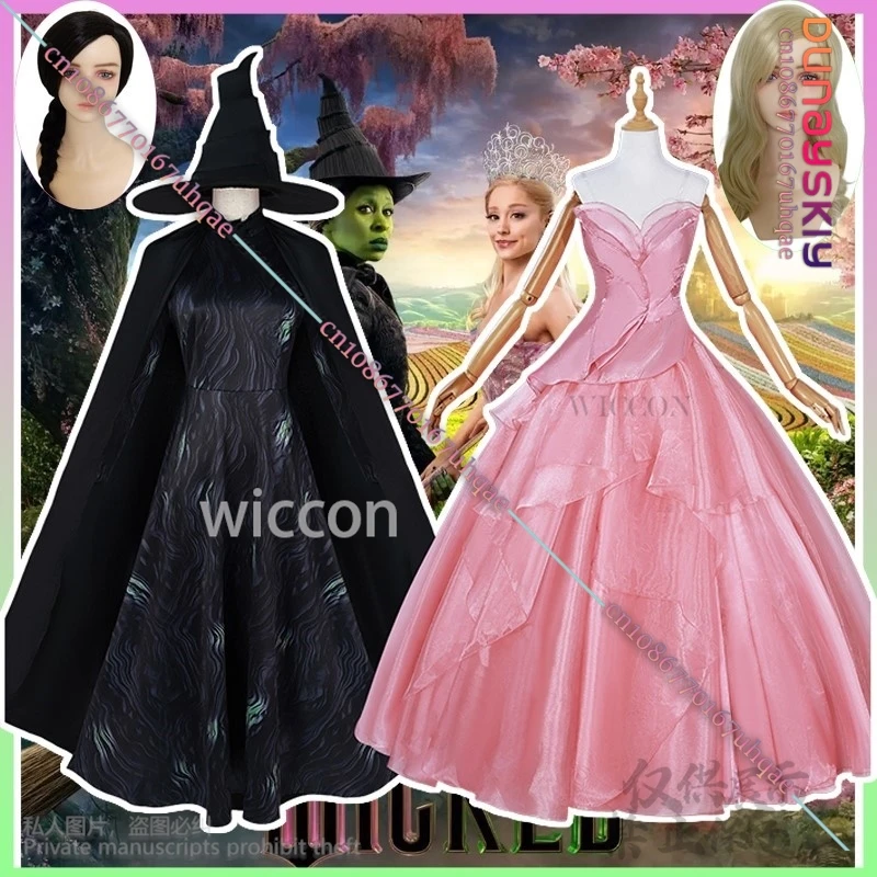 Anime Movie Magic Witch Elphaba Glinda Cosplay Wicked Uniform Dress Pink Black Lolita Dress Wigs Hat Halloween Party Customized
Anime Movie Magic Witch Elphaba Glinda Cosplay Wicked Uniform Dress Pink Black Lolita Dress Wigs Hat Halloween Party Customized