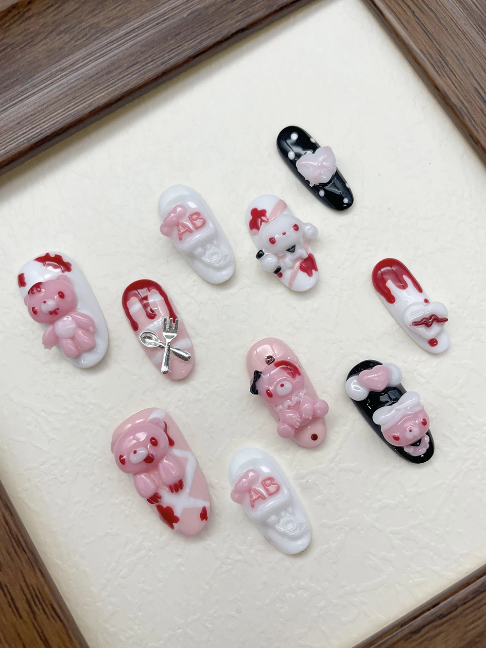 10Pcs Handmade Kawaii Pink Bear Rabbit Press On Nails Art 3D Y2K Retro Cute Ellipse Detachable Reusing Fake Nails Sticker Gift
10Pcs Handmade Kawaii Pink Bear Rabbit Press On Nails Art 3D Y2K Retro Cute Ellipse Detachable Reusing Fake Nails Sticker Gift