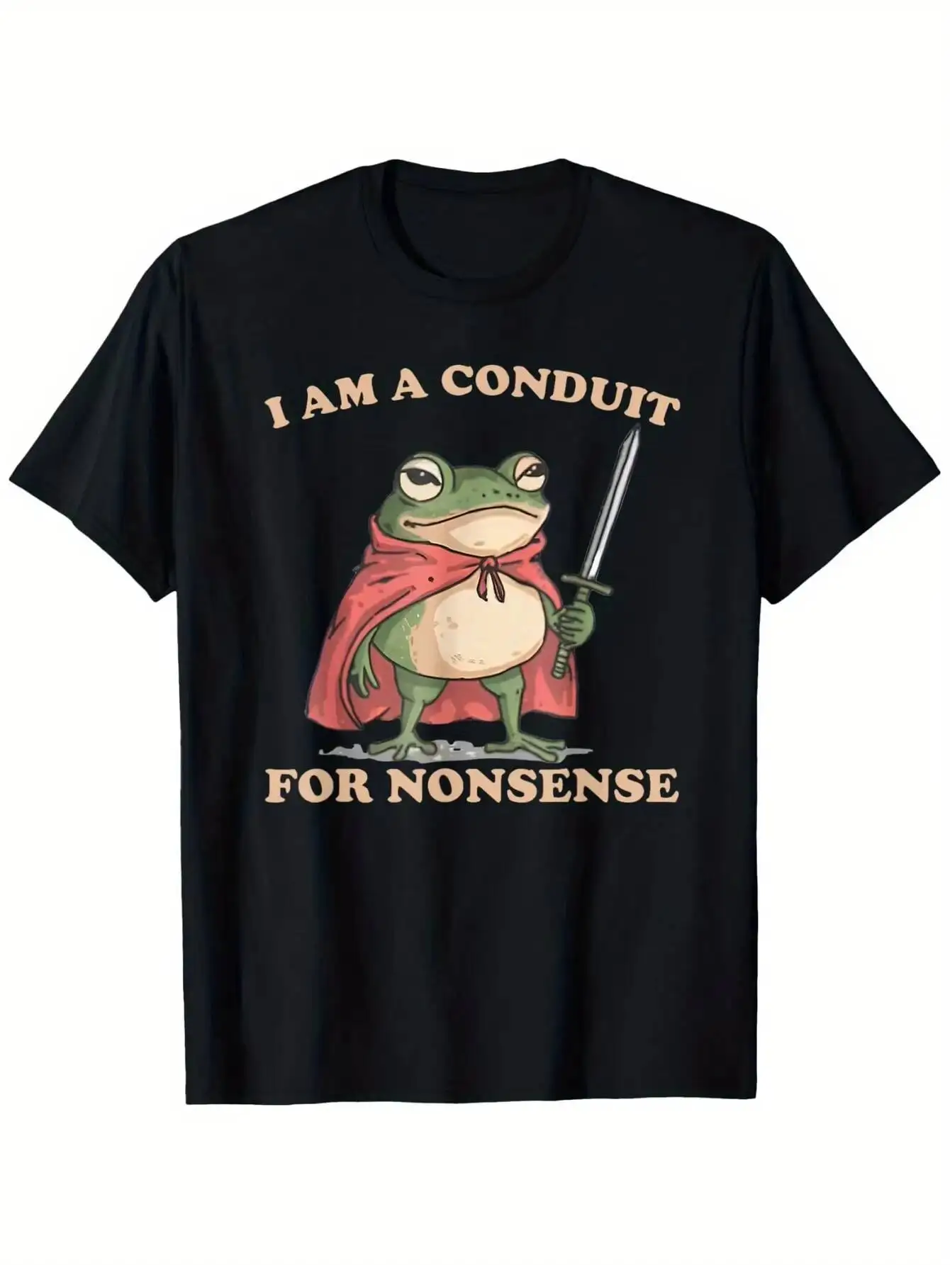 Cotton Unisex Funny Frog Graphic T-Shirt - "I Am A Conduit For Nonsense" Design Oversized T Shirt
Cotton Unisex Funny Frog Graphic T-Shirt - "I Am A Conduit For Nonsense" Design Oversized T Shirt