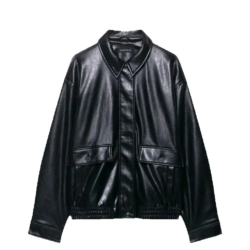 Женская куртка-пилот из искусственной кожи с воротником, длинными рукавами, карманами на молнии, весенне-летняя новая модная куртка
Женская куртка-пилот из искусственной кожи с воротником, длинными рукавами, карманами на молнии, весенне-летняя новая модная куртка