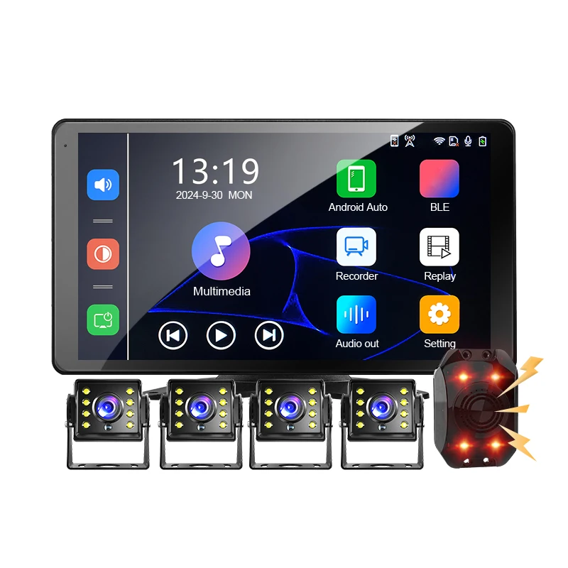 10.1 Inch 4CH Truck Monitoring System Touch Screen Wireless CarPlay BSD Blind Spot Alarm DVR Recorder MP5 Player For Truck RV
10.1 Inch 4CH Truck Monitoring System Touch Screen Wireless CarPlay BSD Blind Spot Alarm DVR Recorder MP5 Player For Truck RV
