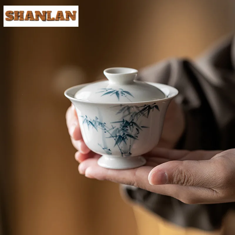 100ml Hand Drawn Blue Bamboo Gaiwan Boutique Tea Tureen Tea Bowl with Lid Kit Tea Making Cover Bowl Teaset Supplies Ornaments
100ml Hand Drawn Blue Bamboo Gaiwan Boutique Tea Tureen Tea Bowl with Lid Kit Tea Making Cover Bowl Teaset Supplies Ornaments