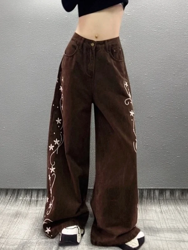 Ele Embroidered Floral High Waist Loose Wide Leg Jeans Women's Casual Sle Spring Faion plus Size Street Sle Denim
Ele Embroidered Floral High Waist Loose Wide Leg Jeans Women's Casual Sle Spring Faion plus Size Street Sle Denim