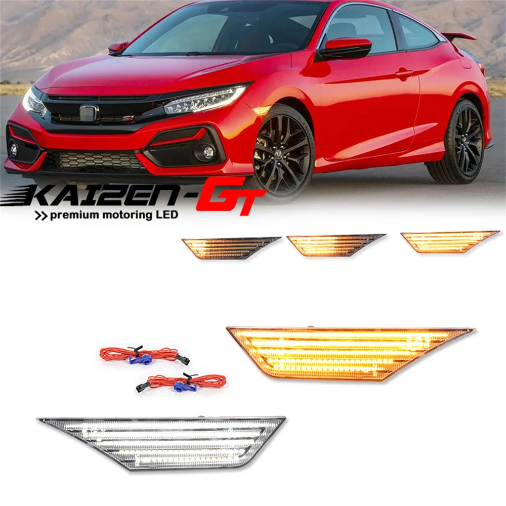 Car Front Side Marker Indicator Lights Sequential Amber LED Turn Signal Lights & White DRL For Honda Civic 10th Gen 2016-2021
Car Front Side Marker Indicator Lights Sequential Amber LED Turn Signal Lights & White DRL For Honda Civic 10th Gen 2016-2021