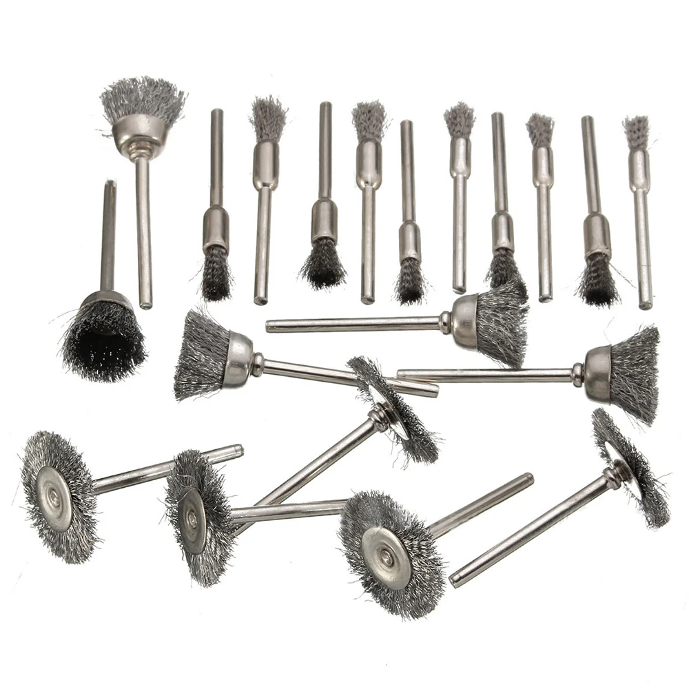 20pcs Small Size Stainless Steel Wheel Brush for Metal Surface Cleaning Rotating Grinder Fittings Tool with Handle
20pcs Small Size Stainless Steel Wheel Brush for Metal Surface Cleaning Rotating Grinder Fittings Tool with Handle